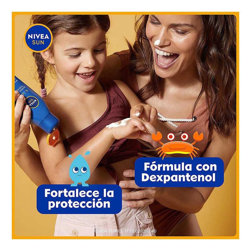 Nivea Sun Kids Protector Solar Corporal Protect & Moisture (125 Ml), Loción Solar No Grasosa Ni Pegajosa Ideal Para La Piel Sensible De Los Niños Fps 50+ Resistente Al Agua