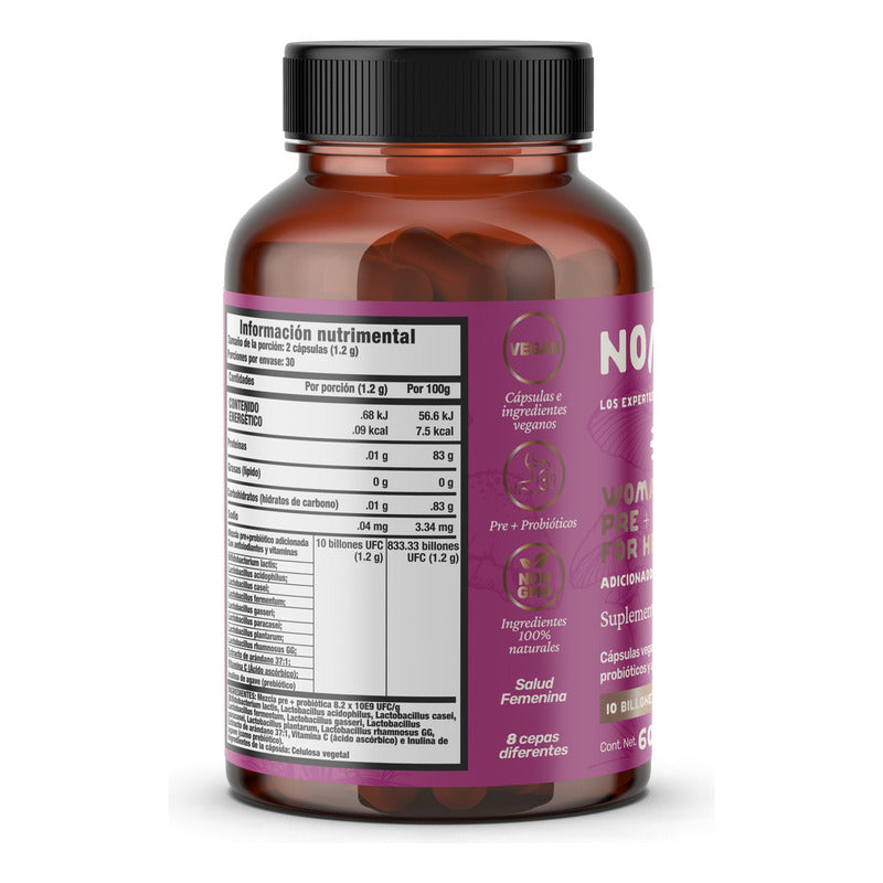 Nomuk Woman Preprobiotics For Her Suplemento Alimenticio 60c Sabor Sin Sabor