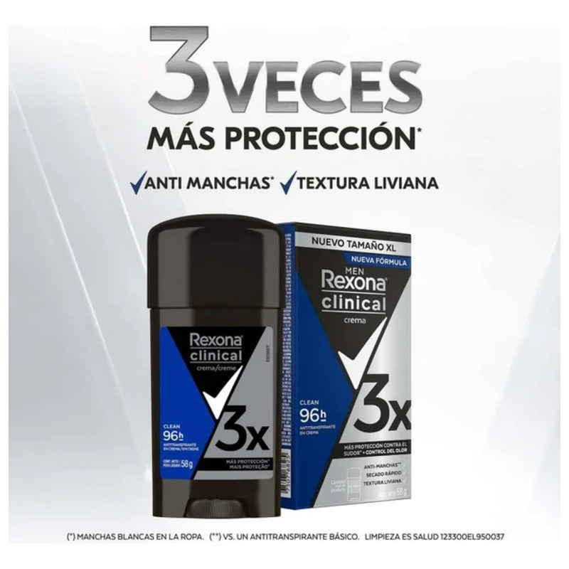 Antitranspirante En Crema Rexona Clinical Classic 3 Pzas De Men