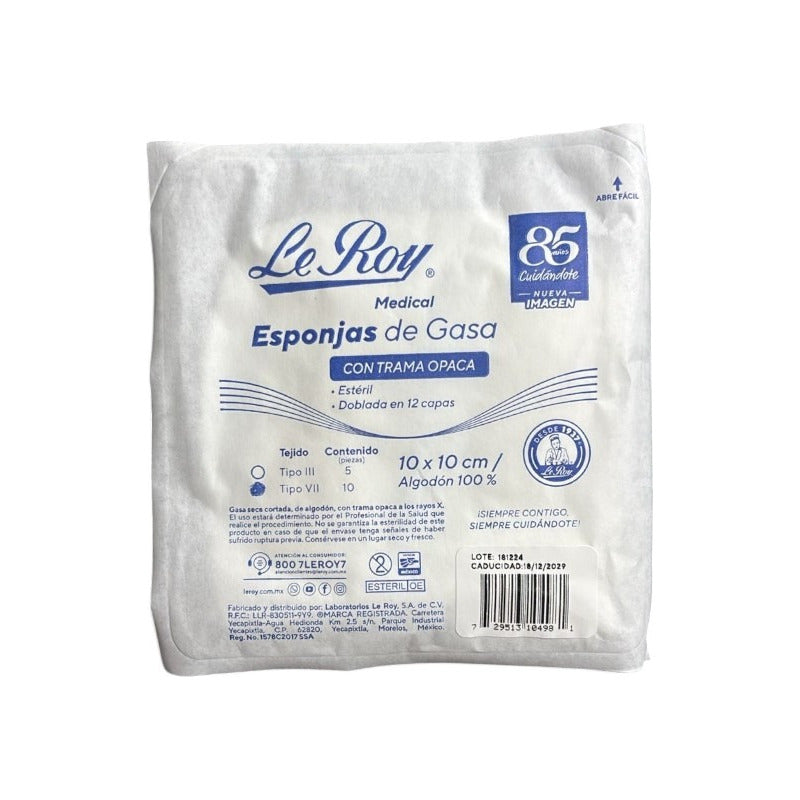 Esponja De Gasa Estéril Tejido 12 Capas De 10 X 10 Cm 12pz Color Con Trama Opaca