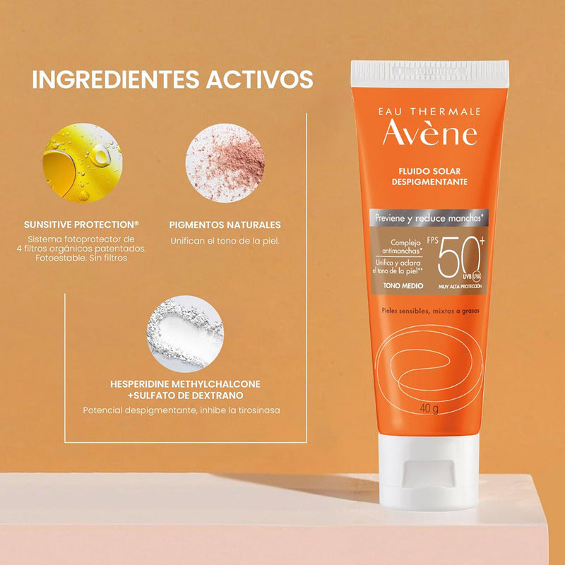 Avène Protector Solar Facial Fluido Mat Perfect Aclarante Fps 70 Tono Medio 40g