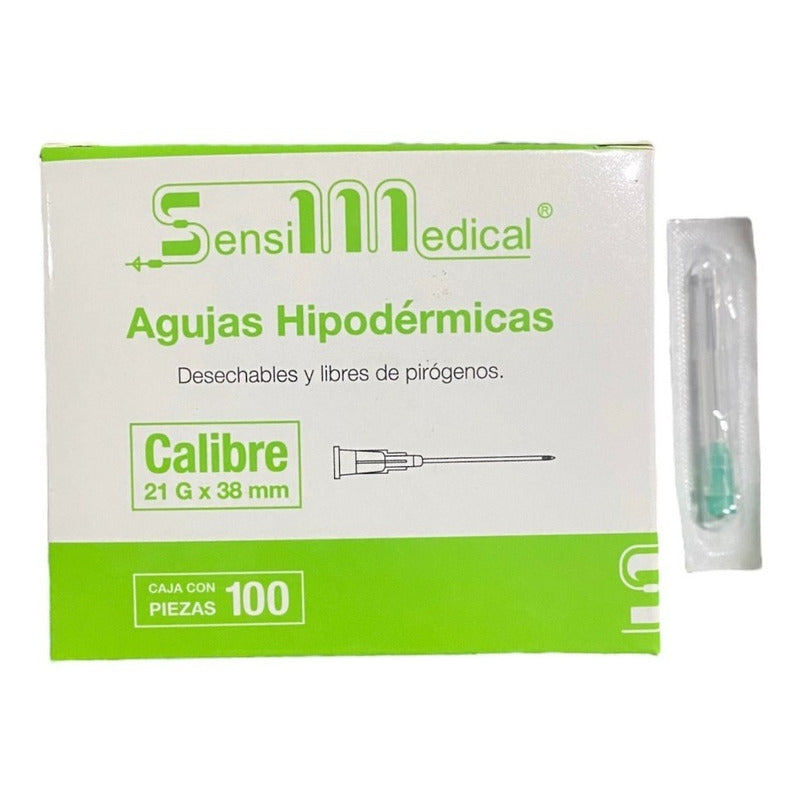 Aguja Hipodermica Sensimedical 21gx38mm 100 Piezas
