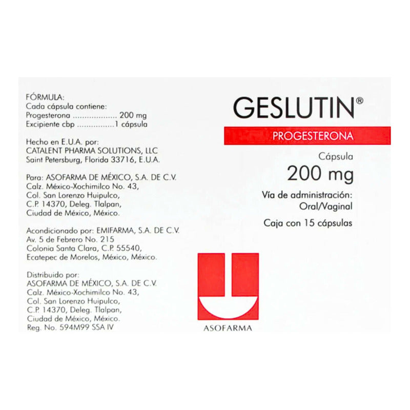 Geslutin Cápsula 200 Mg Caja Con 15 Cápsulas