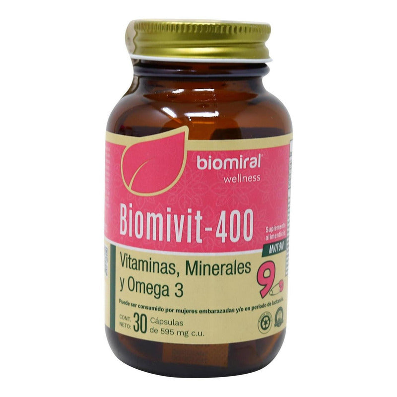 Biomivit 400 Biomiral Vitaminas Minerales Y Omega 3 30 Caps Sabor Sin Sabor