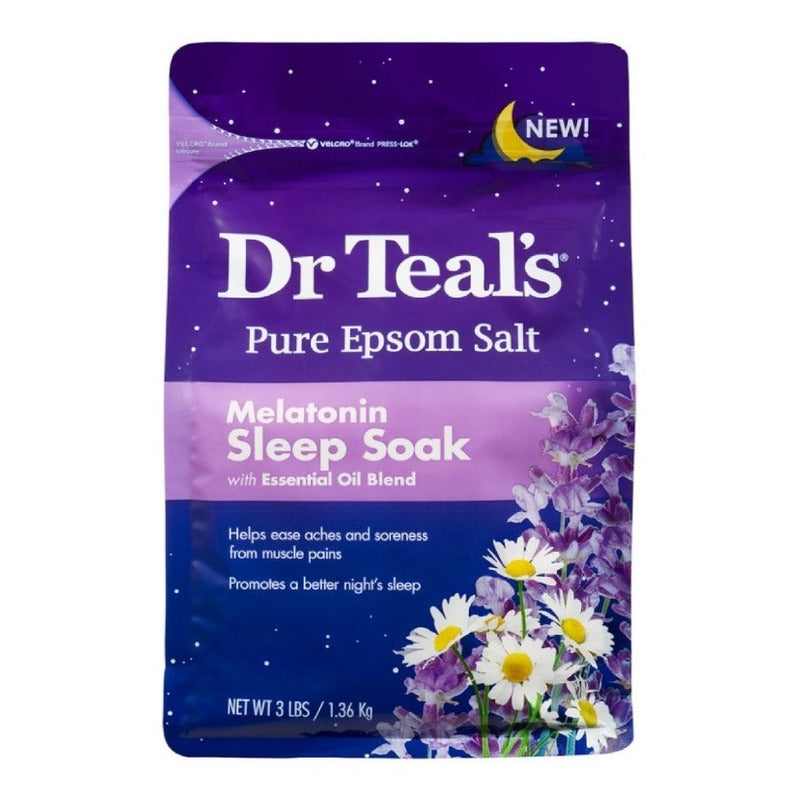 Sal Epsom Pura Dr Teals Sales Para Tina 1.36kg Melatonina Fragancia Lavanda Y Manzanilla