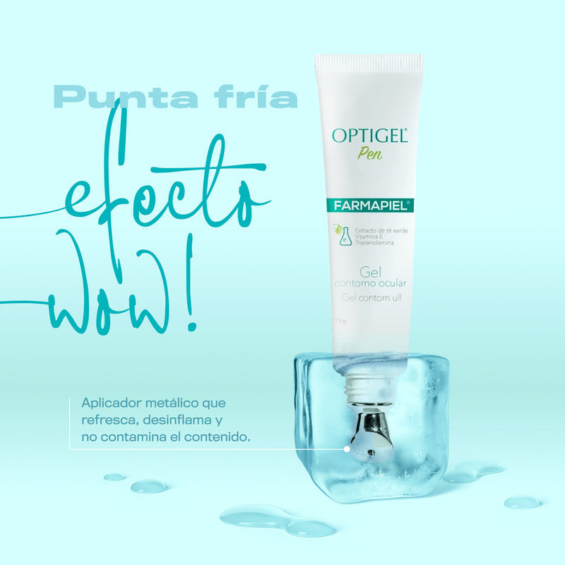 Optigel Contorno De Ojos Gel Anti Ojeras, Bolsas Y Arrugas Antioxidante, Hidratante, Reafirmante Y Antiinflamatorio Con Té Verde, Vitamina E Y Hamamelis Punta Metálica Efecto Frío 15 G