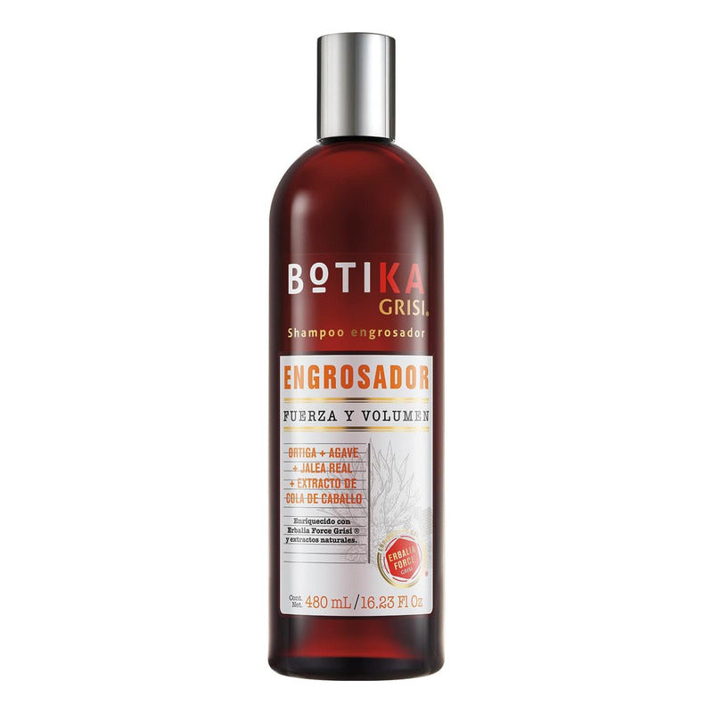 Botika Grisi Shampoo Engrosador - Shampoo Natural Con Ortiga, Agave, Jalea Real - Fortalece, Engrosa Y Nutre El Cabello - Sin Sulfatos Y Parabenos - 480 Ml