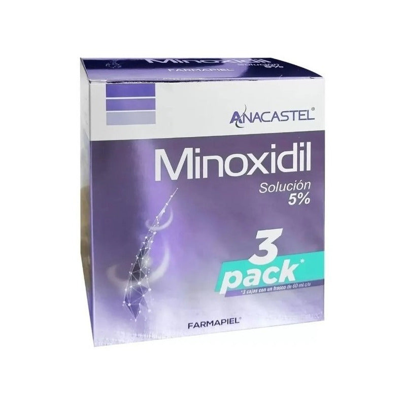 Pack 3 Piezas De Minoxidil 5% Para 3 Meses Anacastel