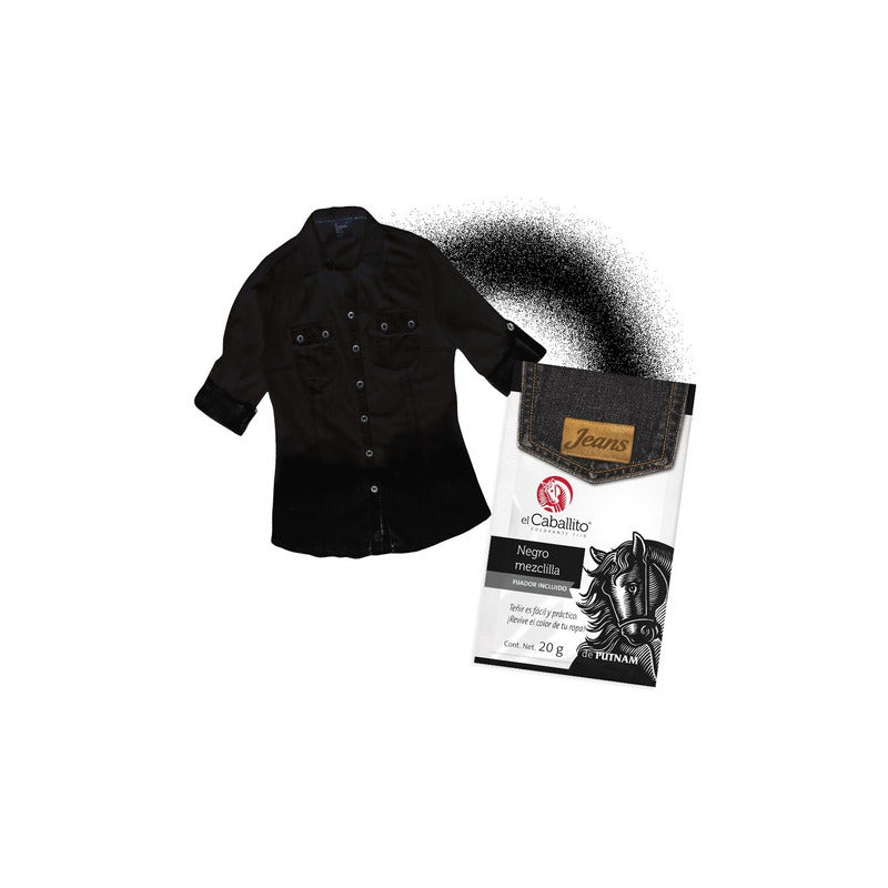 El Caballito Jeans Colorante Para Ropa Negro Mezclilla 20g