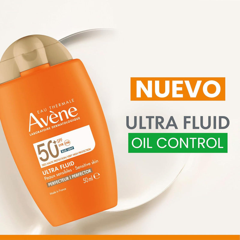 Avene Ultra Fluid Mat Perfect, Protector Solar Facial Fps 50+ Con Triasorb, Oil Control, Textura Ultrafluida, 50ml