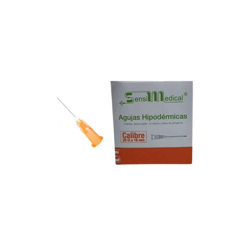 Aguja HiPodérmica Sensimedical 25gx16 Mm Naranja Caja 100u Capacidad En Volumen 0 Ml