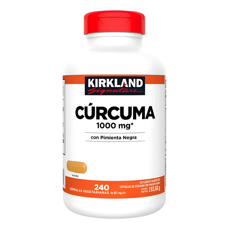 Cúrcuma, Con Pimienta Negra 1000 Mg, 240 Cápsulas, Kirkland Sin Sabor