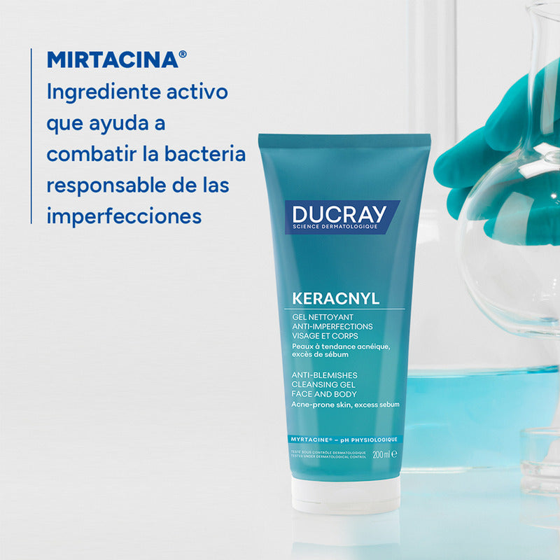 Gel Limpiador Ducray Keracnyl 200 Ml Espumoso Anti-imperfecciones Para Piel Grasa Y Con Acné