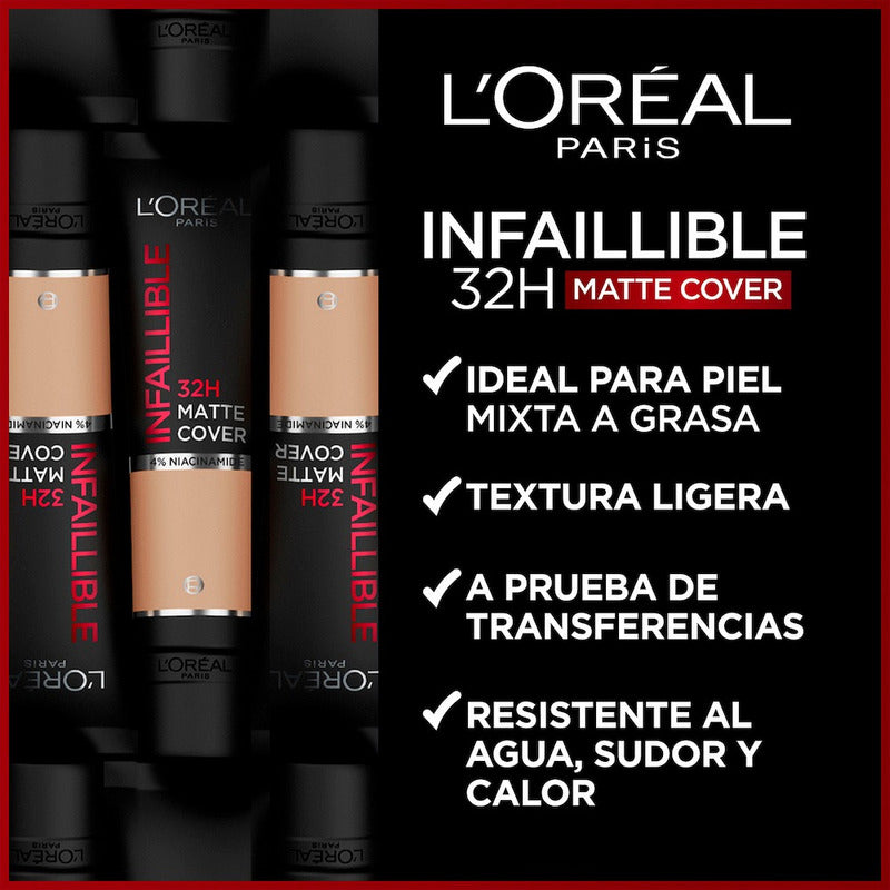Base Maquillaje L'oréal Paris Infaillible Matte Cover 30ml Tono 145 Warm