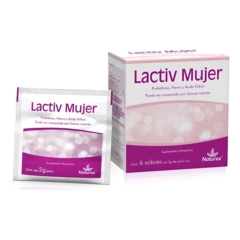 Lactiv Mujer Probióticos, Hierro Y Acido Folico Suplemento A Sabor Sin Sabor