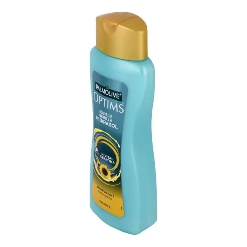 Shampoo Palmolive Optims Aceite De Semilla De Girasol 2 En 1 Con Vital Keratina 1 Litro