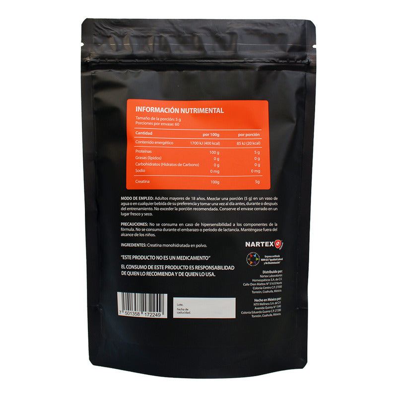 Creatina Monohidratada En Polvo De Alta Pureza | 60 Servicios | 300g | Sabor Natural By Nartex Labs