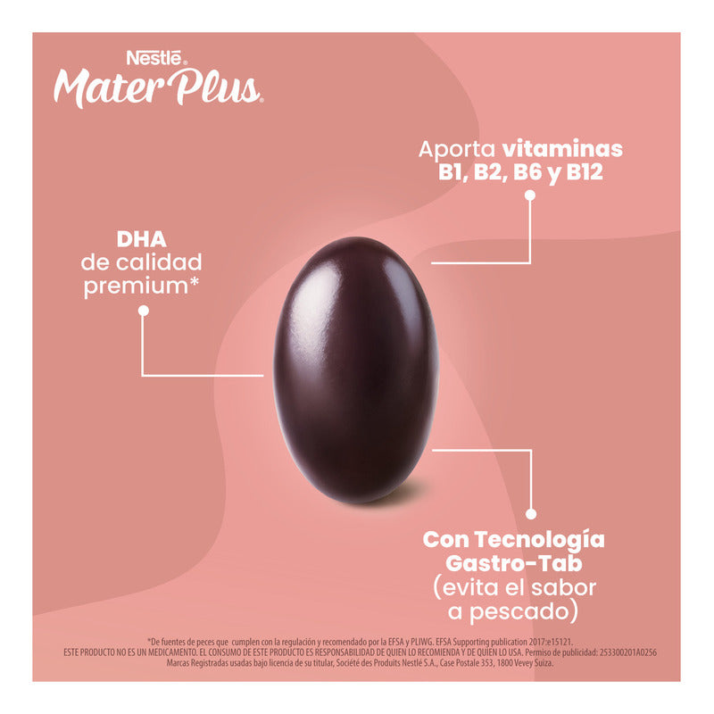 Suplemento Alimenticio Nestlé Materplus Cápsulas Dha (omega 3) 34g Sin Sabor