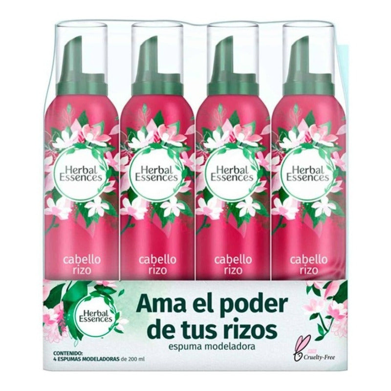 Espuma Modeladora Mousse Herbal Essences Jazmín 4 Pzas 200gr