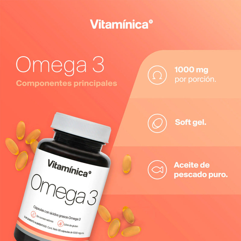 Pack X3 Omega 3 Vitaminica 1000 Mg En Capsulas Sabor Sin Sabor