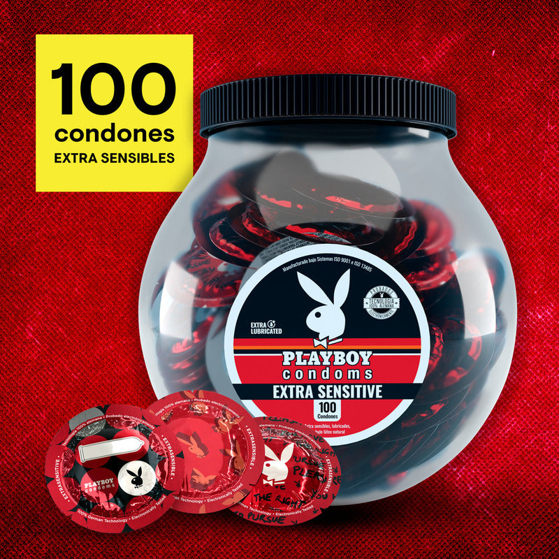 Playboy - 100 Condones Lubricados Extra Sensibles