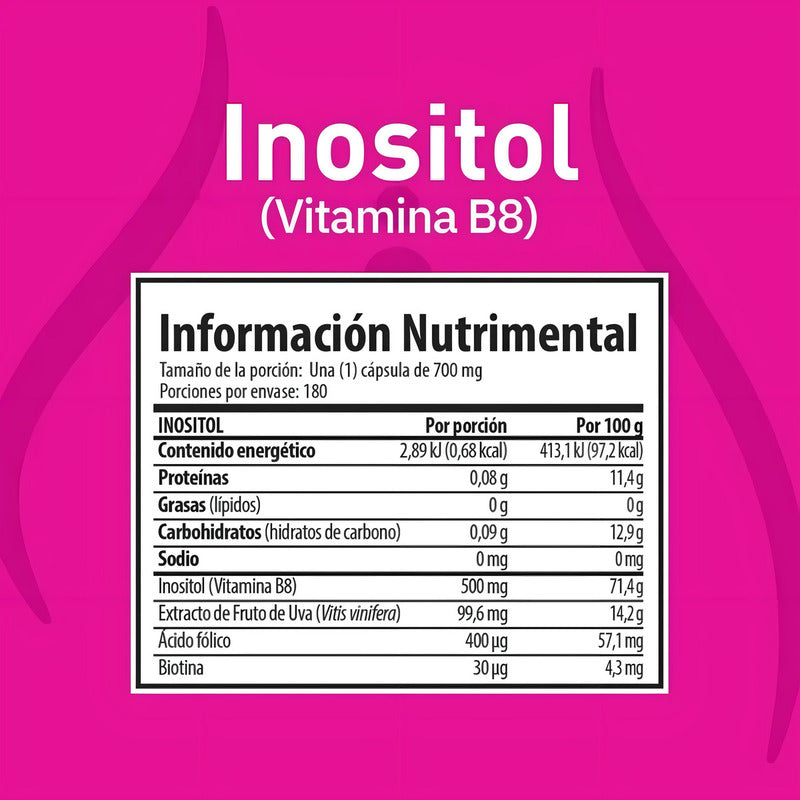 Inositol Solanum Vitamina B8 180caps De 700mg C/u Sabor Sin Sabor
