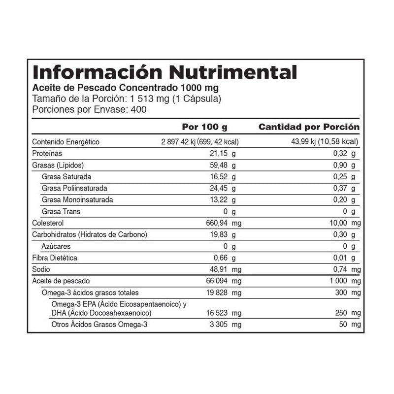 Aceite De Pescado Concentrado Kirkland Signature 1000mg 400 Cápsulas