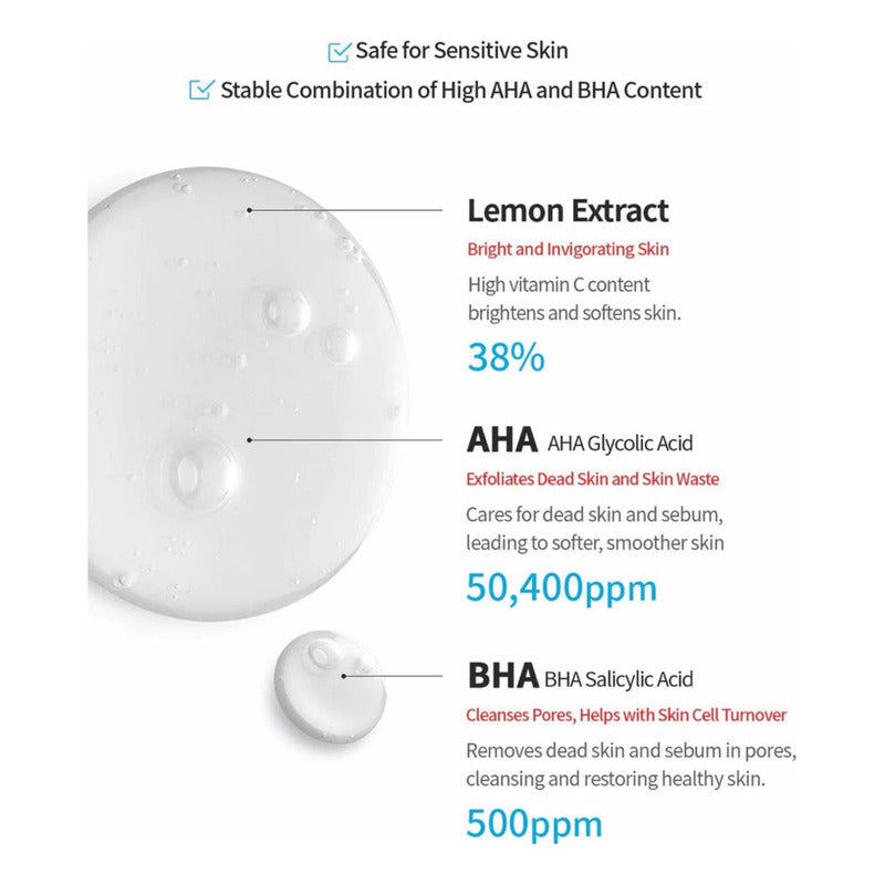 Tocobo Aha Bha Lemon Toner 150 Ml - Exfoliante Facial Todo Tipo De Piel