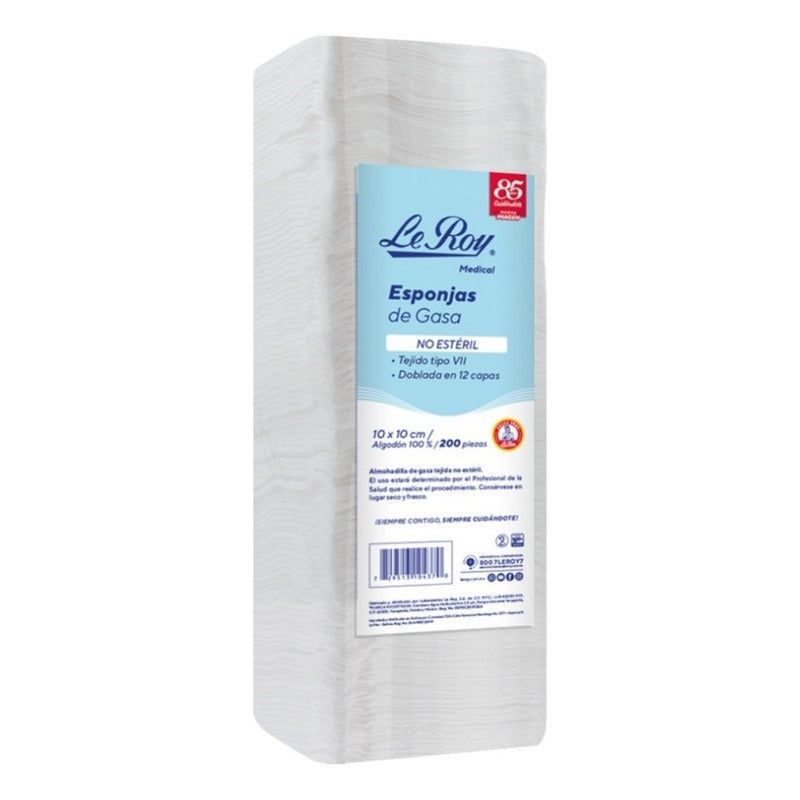 Esponjas De Gasa Le Roy En 12 Capas 10x10cm Con 200pzs N/a