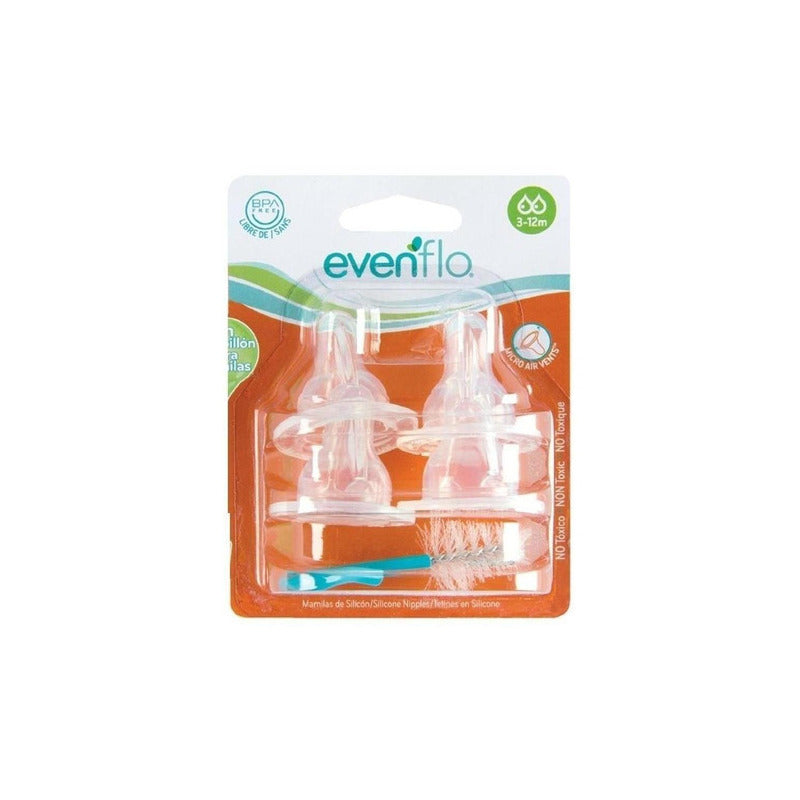 Chupon De Biberon Evenflo Cuello Angosto 4 Pzas Silicona