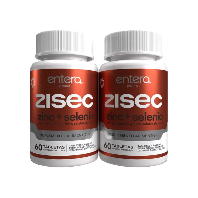 Zisec Zinc Y Selenio 2 Frascos De 60 Tabletas C/u - Sin Sabor