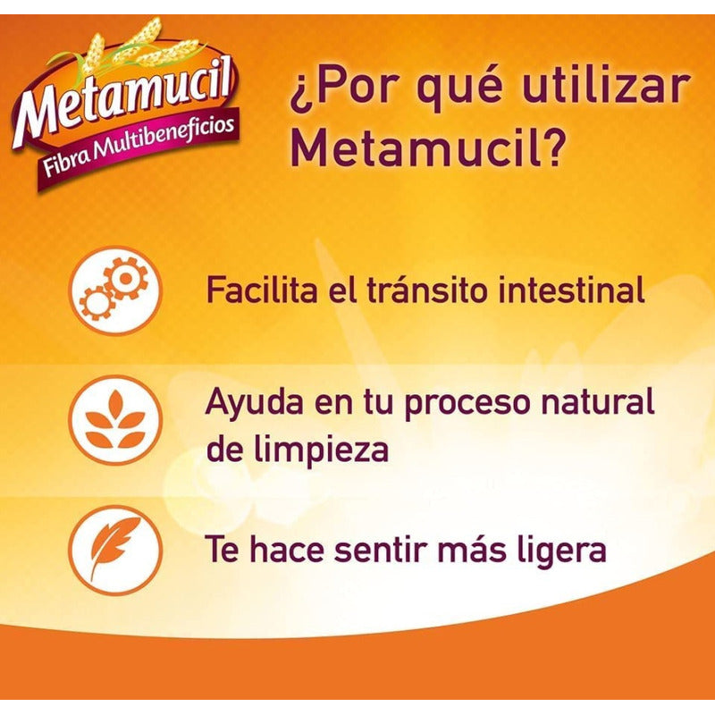 Metamucil Plantago Psyllium Fibra Natural Naranja 174gr