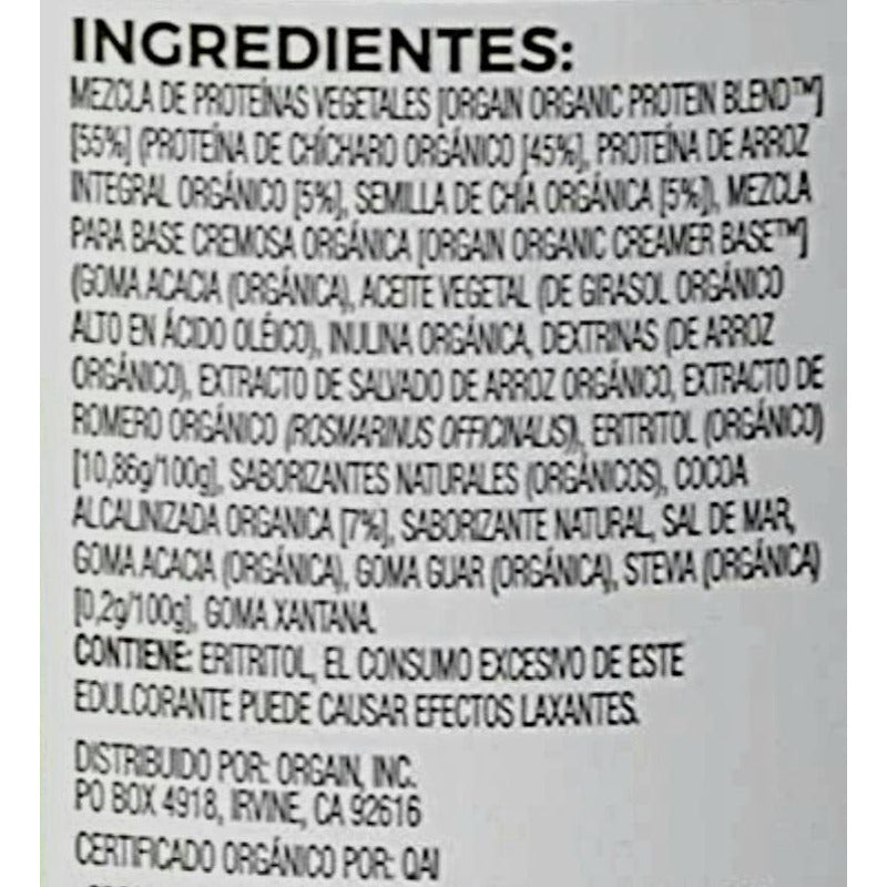 Proteína Orgánica Orgain 1.242 Kg Vegano Sabores