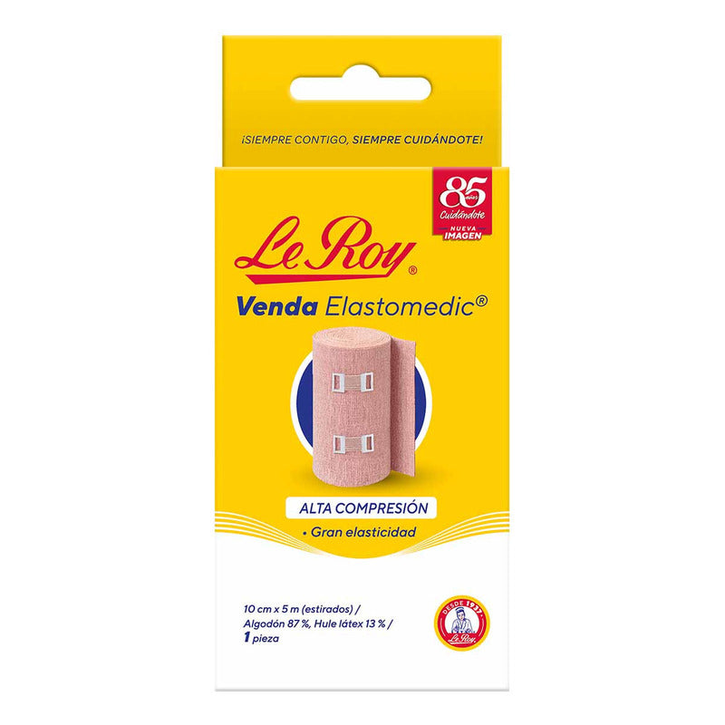 Venda Elastomedic De Alta Compresión Le Roy 10cm X 5m Caja Con 1 Pz