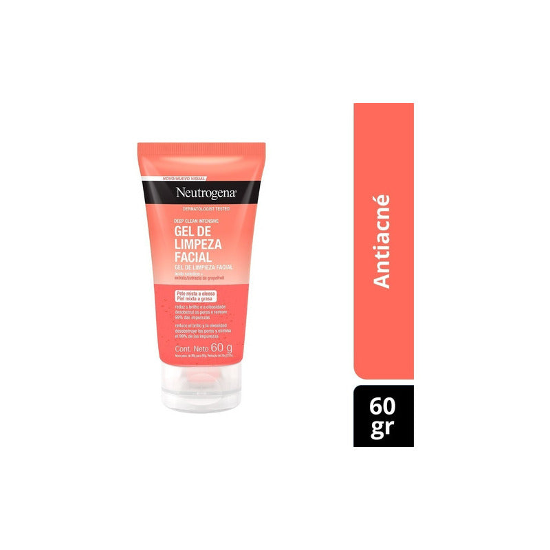 Gel Limpiador Facial Neutrogena Deep Clean Intensive 60gr - Mixta A Piel Grasa - Día/noche