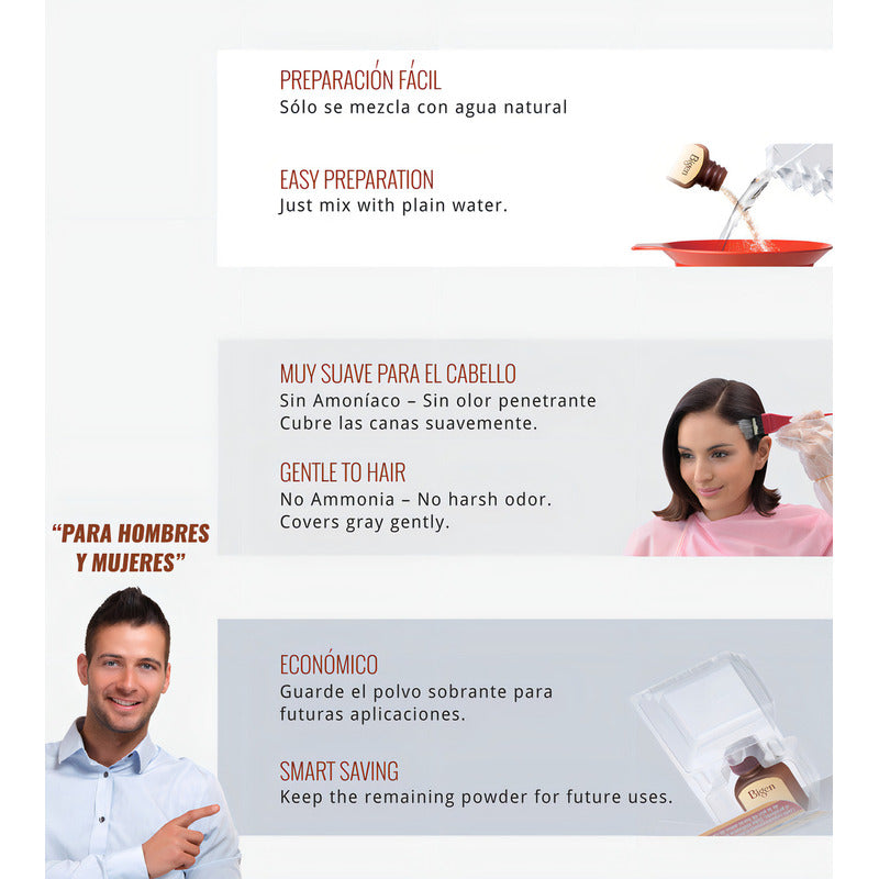 Tinte Bigen Polvo Negro Natural 58 Permanente Sin Amoníaco Cabello 58 Negro Natural