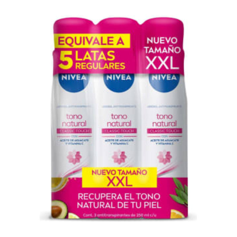 Antitranspirante Nivea Tono Natural Floral 250 ml Pack De 3 u