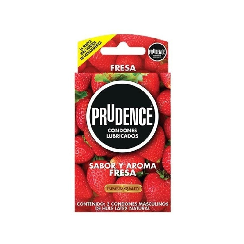 Prudence Sabor Y Aroma A Fresa 3 Condones Premium Quality