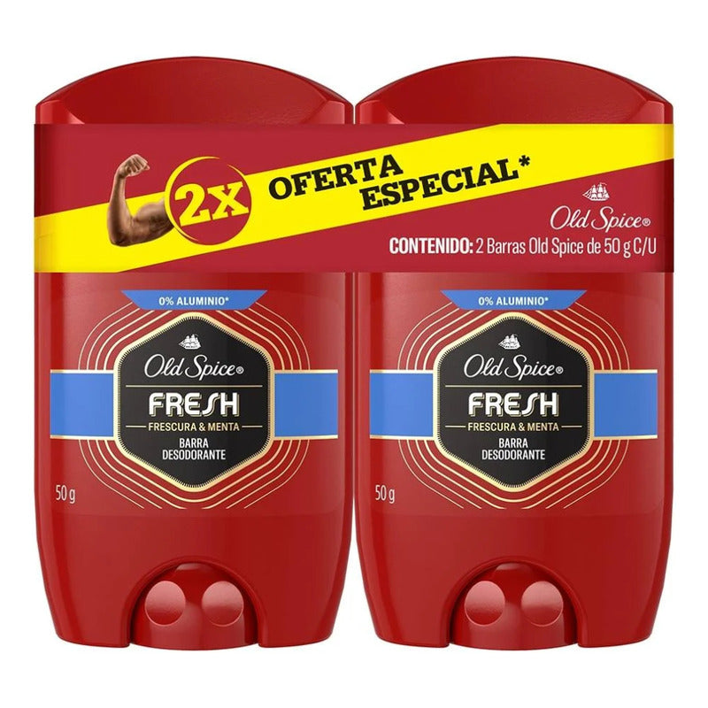 Desodorante En Barra Old Spice Fresh 2 Pzs De 50g