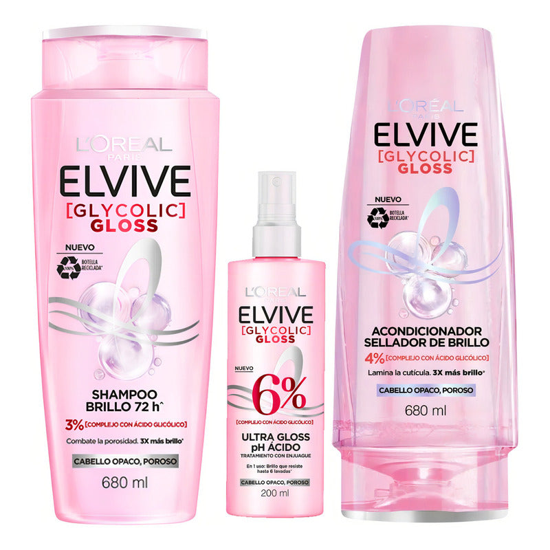 Kit L´oréal Glycolic Shampoo + Condicionador + Tratamento