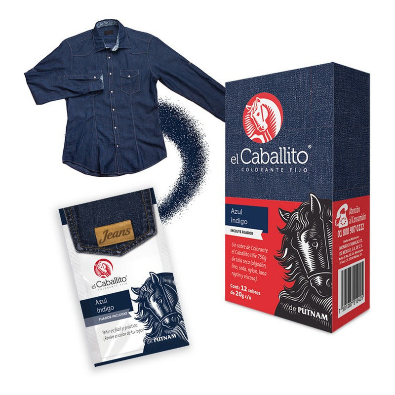 El Caballito Colorante Para Ropa Azul Índigo Caja-12-sob