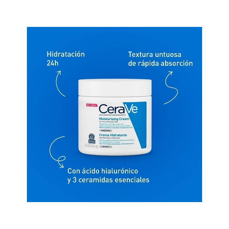 Cerave Crema Hidratante Rostro Cuerpo Piel Seca 454g Seca