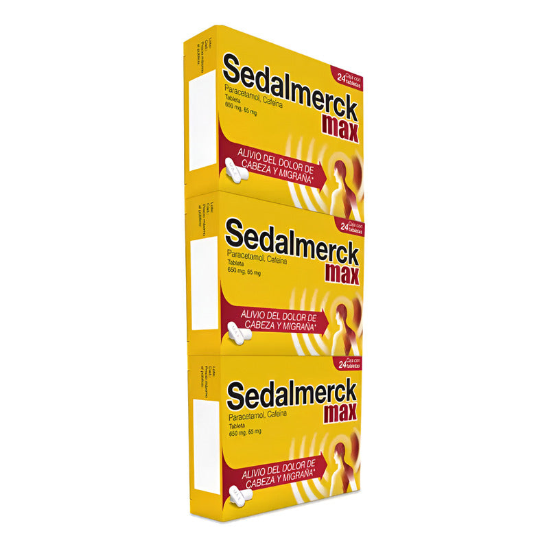 Sedalmerck Max 3cajas Con 24 Tabletas 650mg