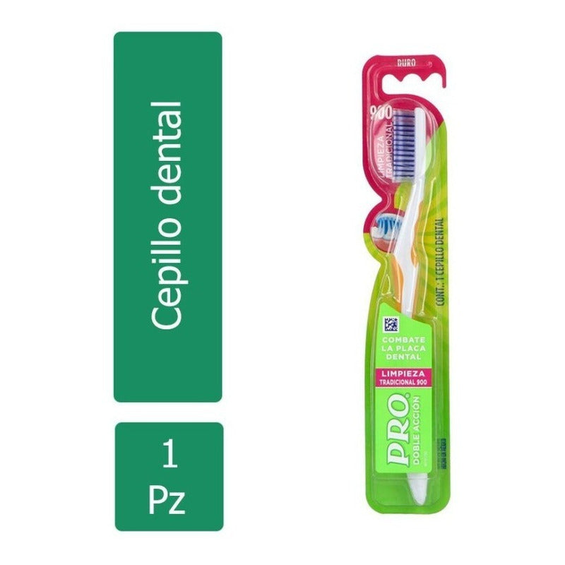 Cepillo Dental Pro Doble Acción Limpieza Tradicional Duro