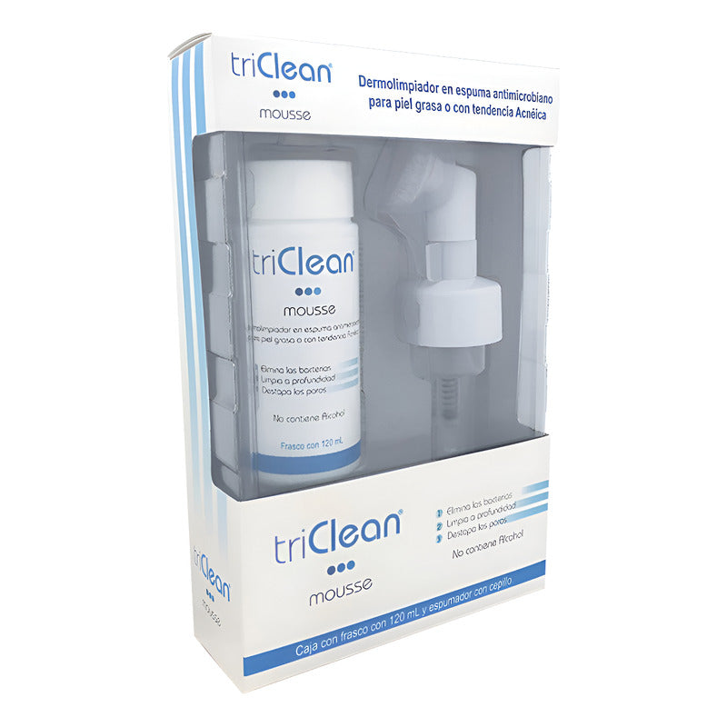Espuma Dermolimpiadora Antimicrobiana Triclean Mousse 120ml Grasa Día/noche