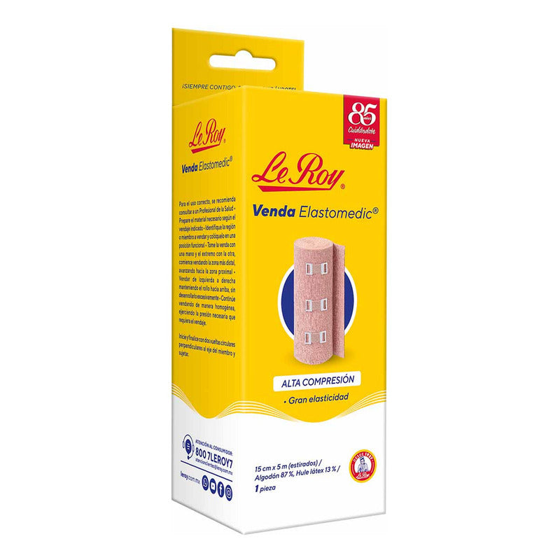 Venda Elastomedic De Alta Compresión Le Roy 15cm X 5m - 1 Pieza