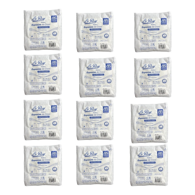 Esponja De Gasa Estéril Tejido 12 Capas De 10 X 10 Cm 12pz Color Con Trama Opaca