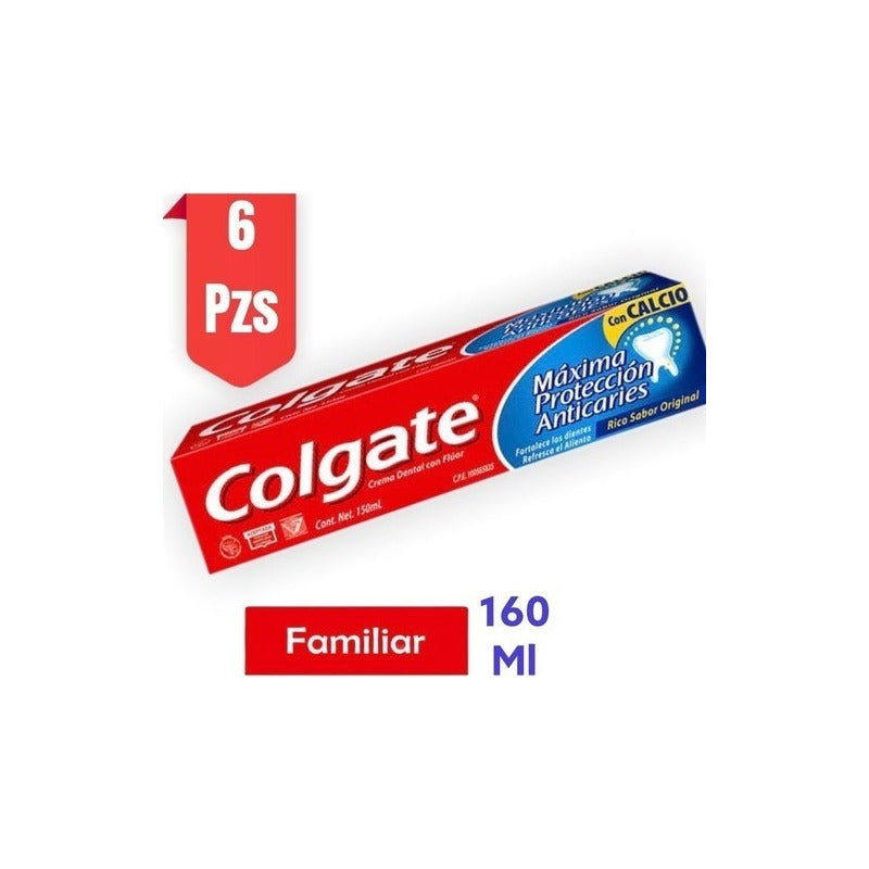 Colgate Original Maxima Protección Anticaries 6pz De 160ml