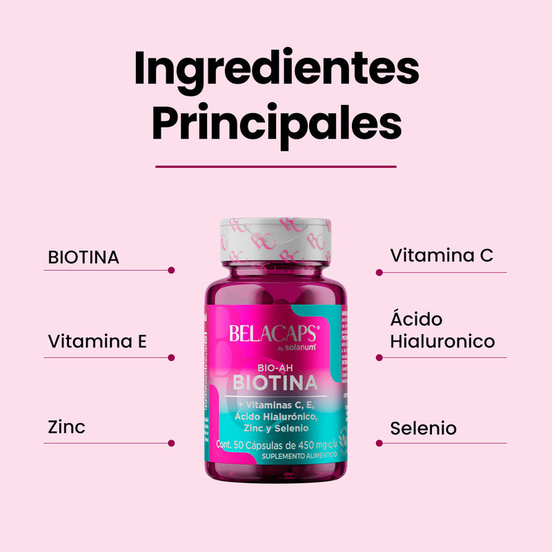 Belacaps Biotina Vitamina C E Acido Hialuronico 50 Cap Sin Sabor