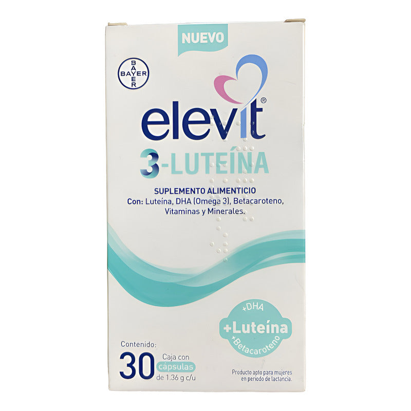 Elevit 3-luteína Suplemento Alimenticio 30 Cápsulas  Sin Sabor